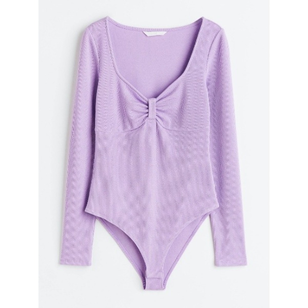 H&M Lilac‎ ribbed bodysuit | Fitted Feminine Coquette | Small